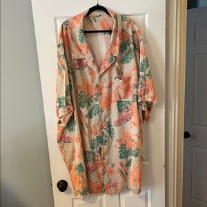 Flamingo Print Men's Casual Shirt nwt 7XL